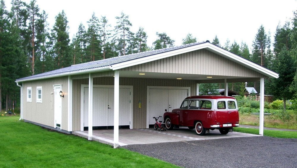 Garage med carport 7,2 x 14,4 m