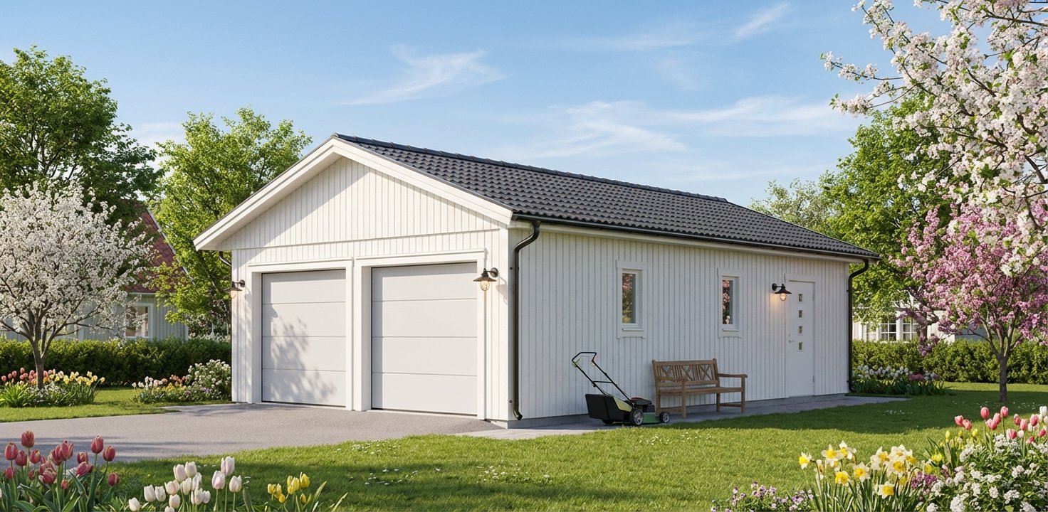 Dubbelgarage Avan 60m2 - 6x9,6 m med sadeltak