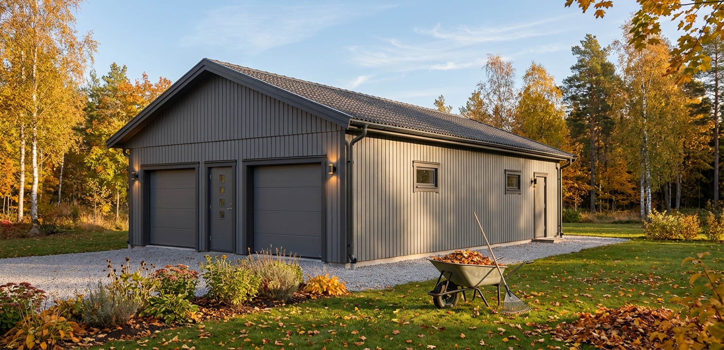 Dubbelgarage-Gärde-93m2-8,4x10,8m - Höst