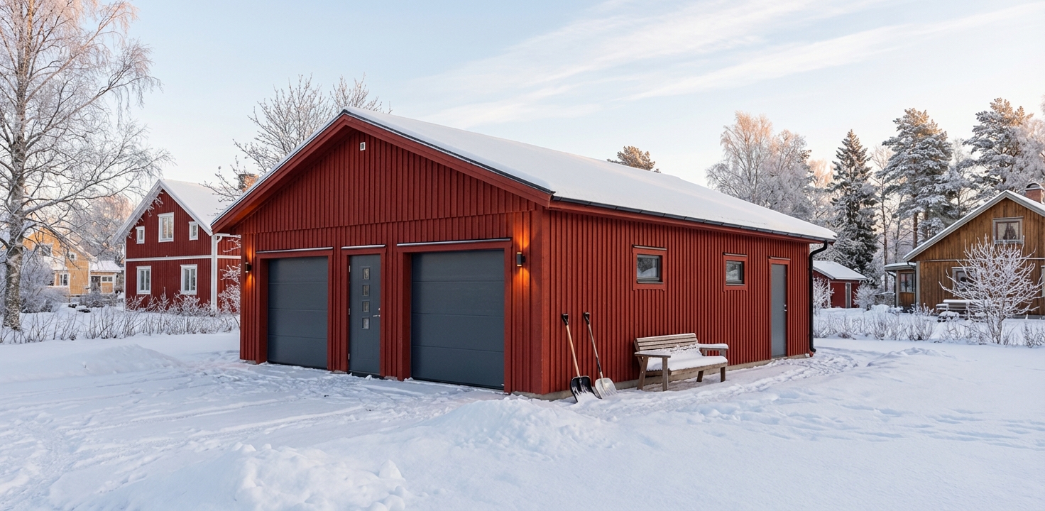 Dubbelgarage-Gärde-93m2-8,4x10,8m - Vinter