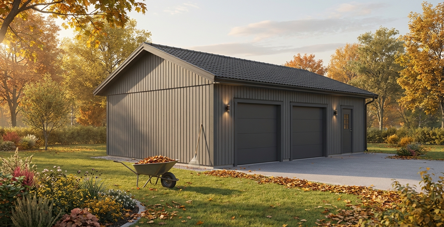 Dubbelgarage-Lövlund-80m2-7,2x10,8m - Höst