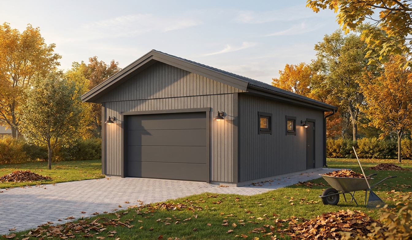 Enkelgarage-Broträsk-47m2-5,4x8,4m - Höst