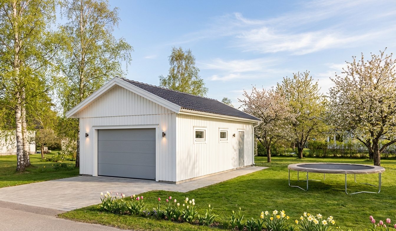 Enkelgarage-Broträsk-47m2-5,4x8,4m - Vår