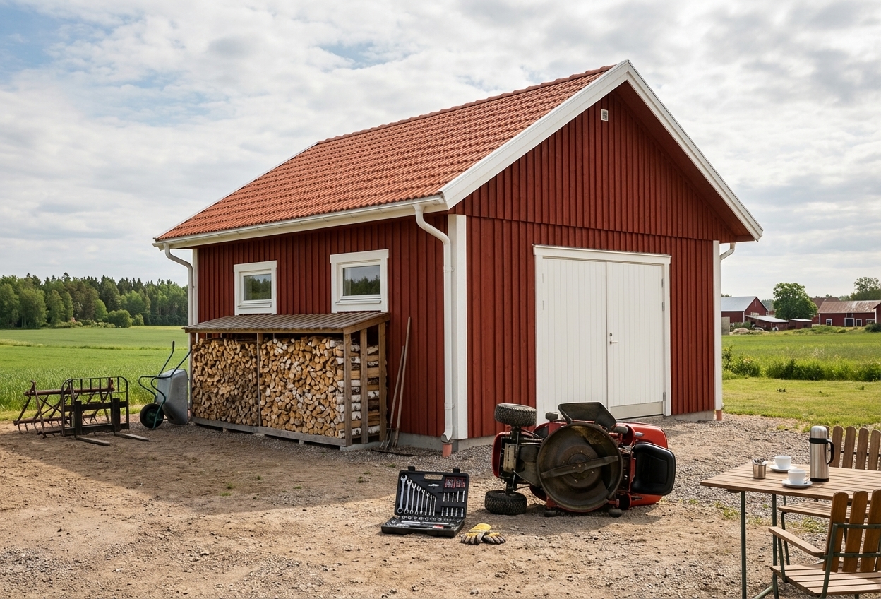 Enkelgarage-Grimsmark-30m2-4,8x6,0m - Landet