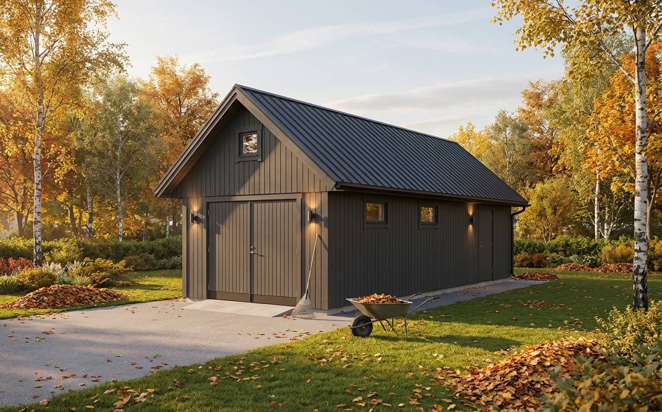 Enkelgarage-Hökmark-36m2-3,6x9,6m - Höst