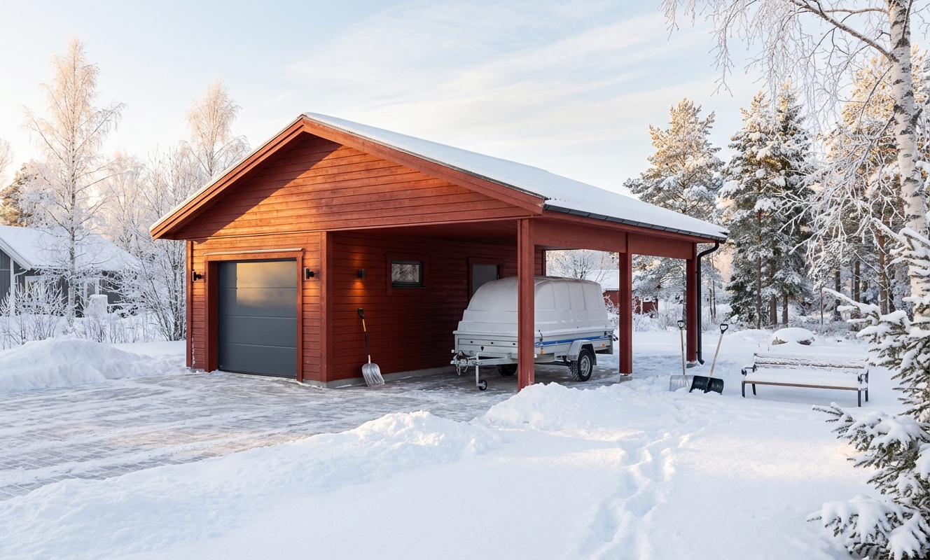 Garage-med-carport-Lappvik-45m2-7,2x6,0(3,6)- Vinter