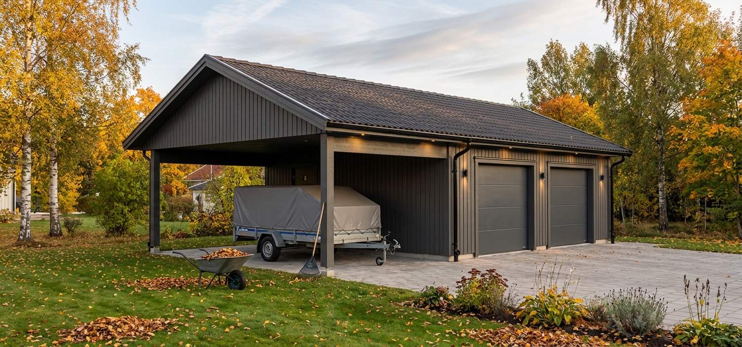 Garage-med-carport-Önnesmark-88m2- 7,2x8,4(3,6)- Höst