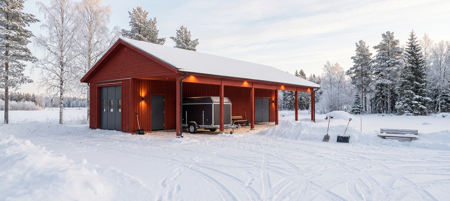 Garage-med-carport-Vallen-143m2-90(42)x156- Vinter