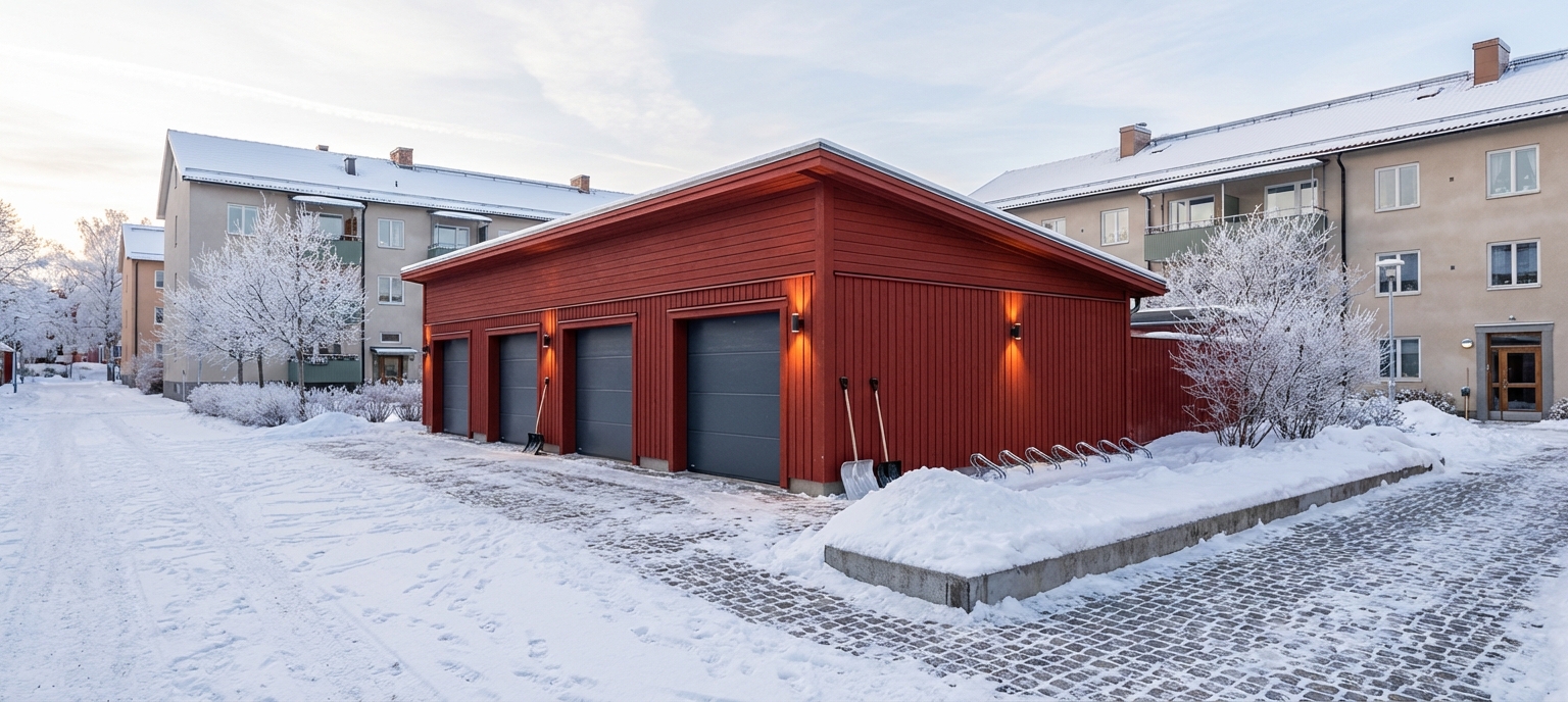 Radgarage-Nedrebäck-88m2-6,0x14,4x25- Vinter