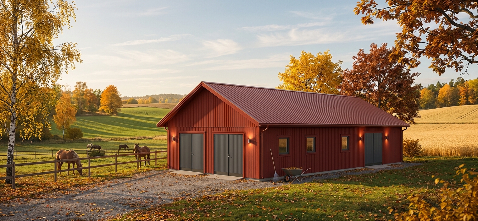 Stall-Bureå-130m2- 8,4x15,6x27 - Höst