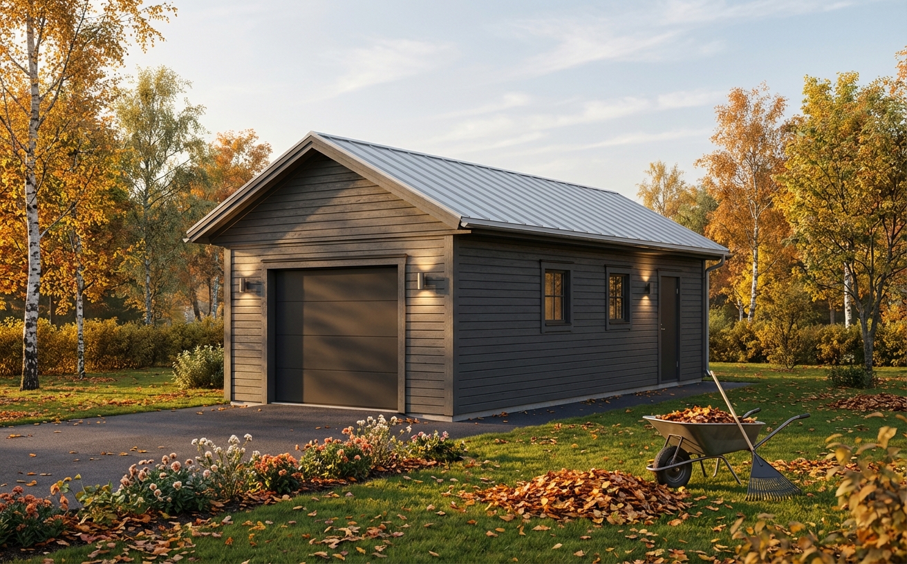 Enkelgarage-Bjurön-42m2-4,2x9,6m - Höst