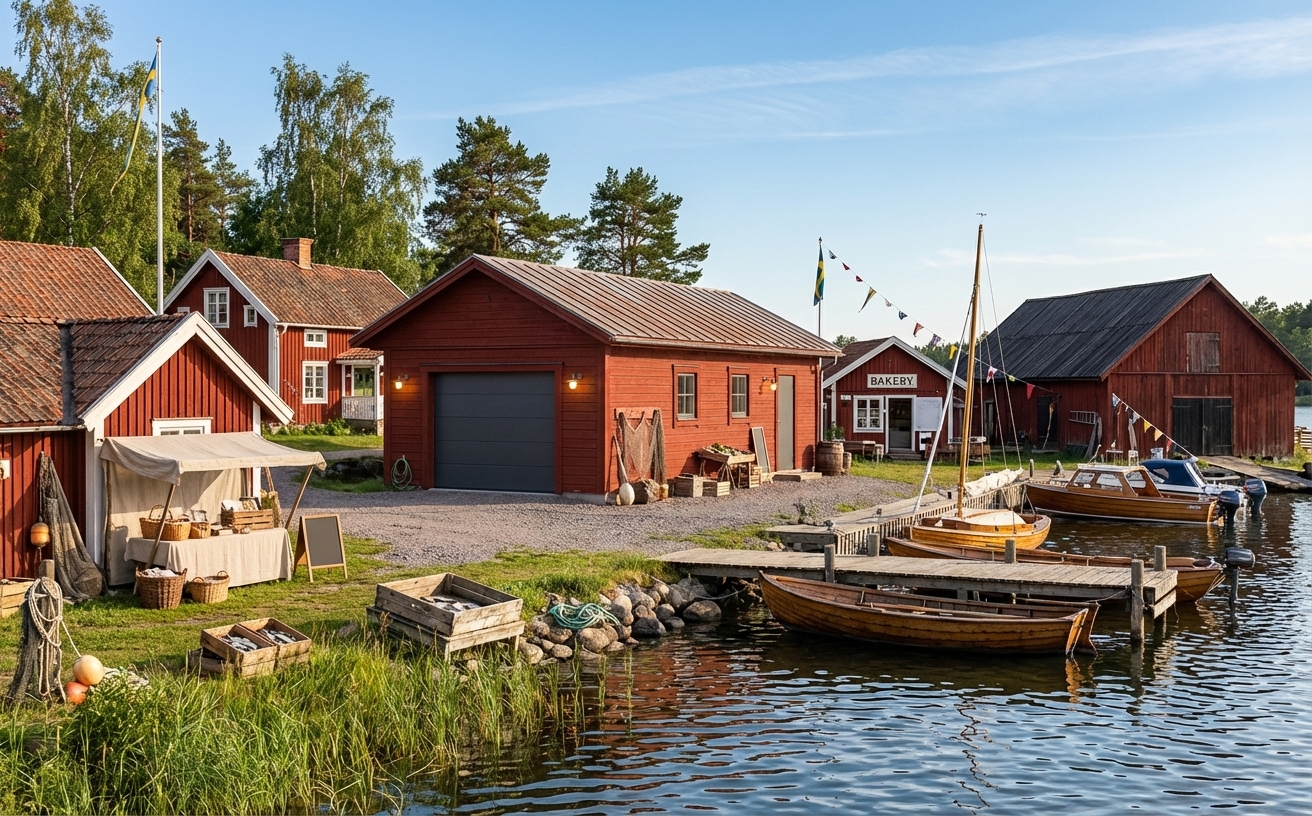Enkelgarage-Bjurön-42m2-4,2x9,6m - Vatten