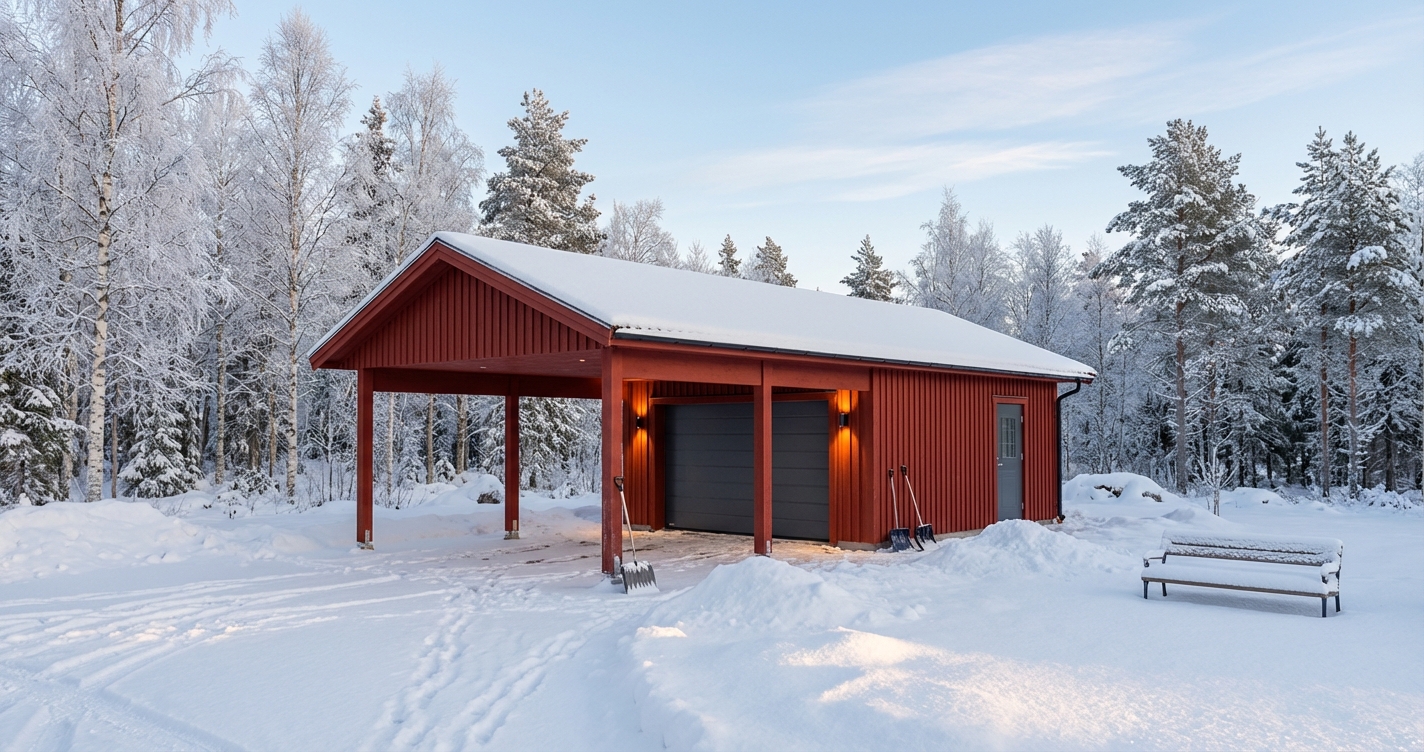 Garage-med-carport-Björkåsen-47m2- 4,2x6,04,8)- Vinter