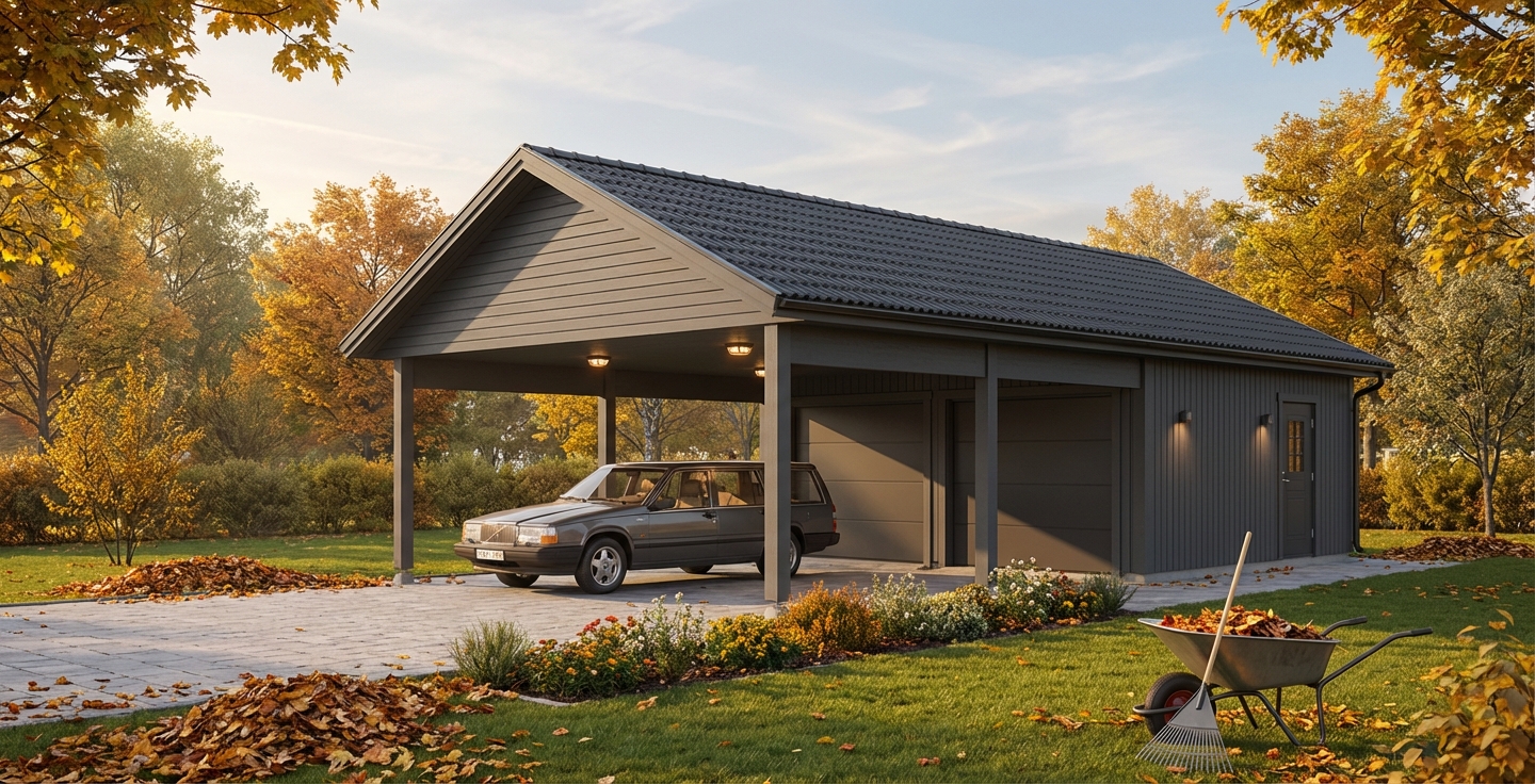 Garage-med-carport-Laxbacken-74m2- 6,0x6,0(6,0)- Höst