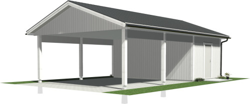 Garage med carport 6,0 x 9,6 m