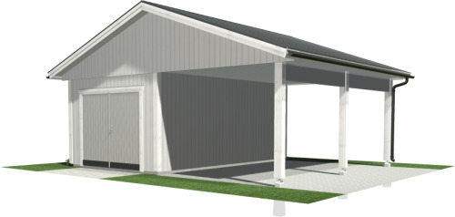 Garage med carport 7,2 x 6,0 m